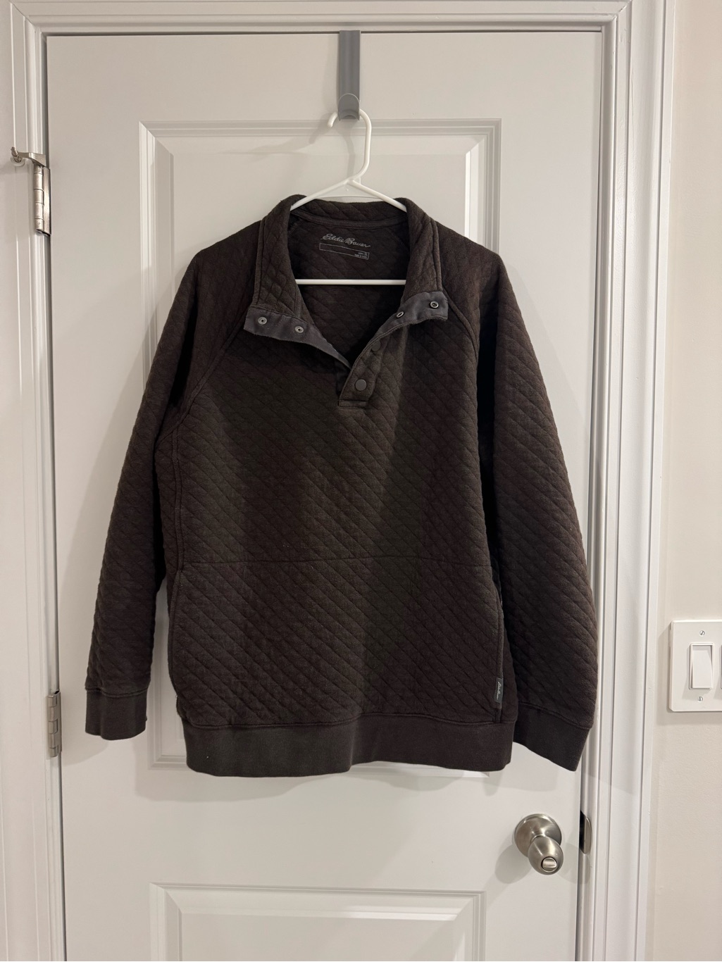Eddie Bauer Men’s Quilted Zip-Front Pullover - Dark Brown